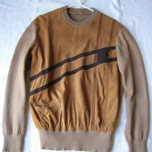 Galila Suede Leather Mens Sweater - Handmade in Italy